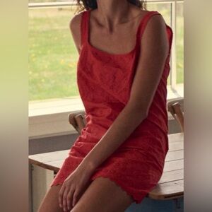 Doen size XL, like new, Red Eyelet Slip Dress